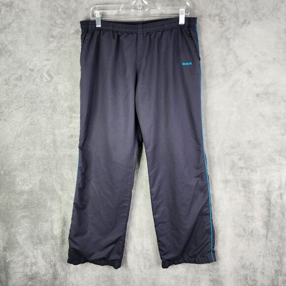 Mens Gray & Teal Reebok Athletic Pants 100% Polyester Elastic Drawstring Waist M - Picture 2 of 14